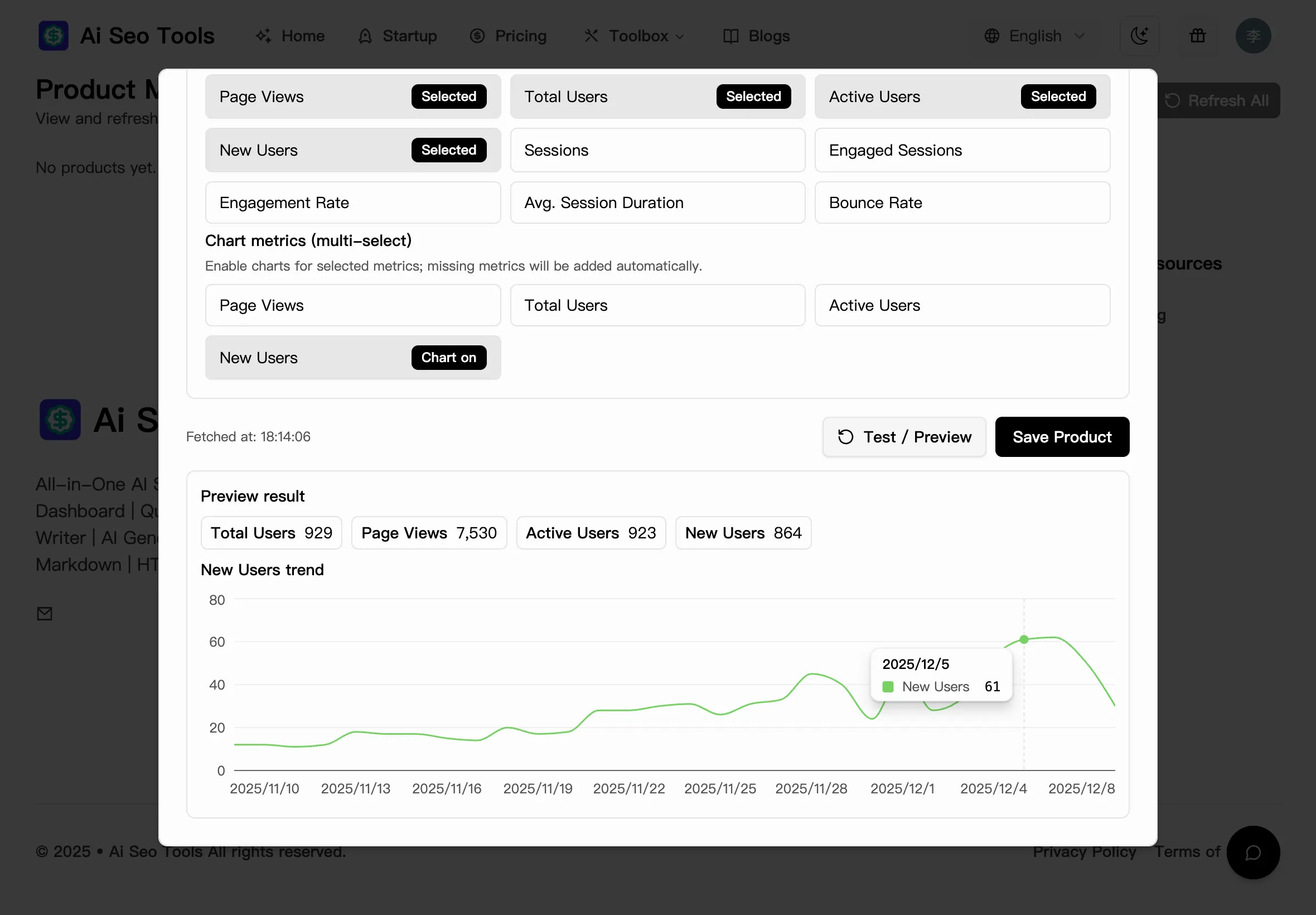 GADash Product stats preview 4
