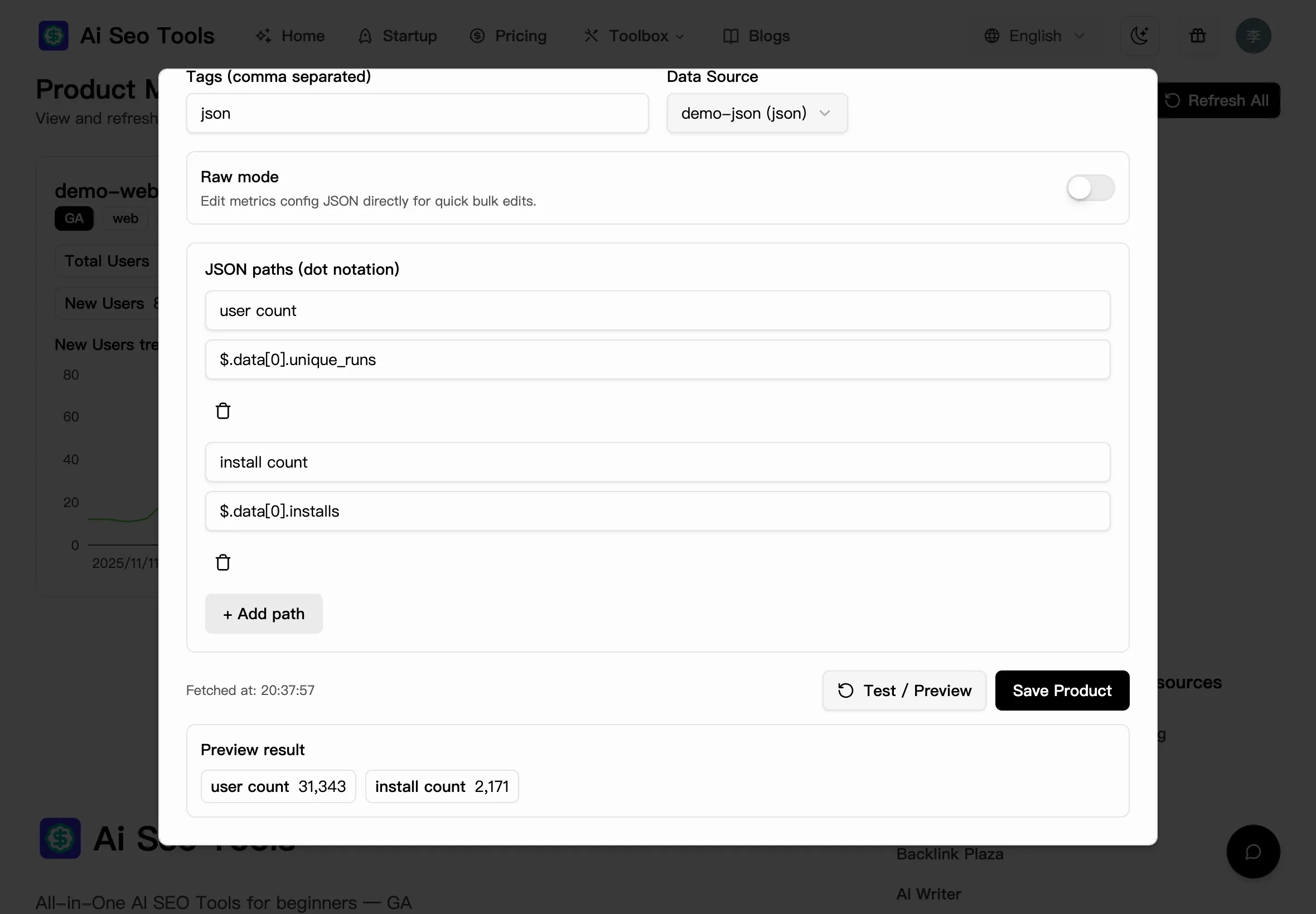 GADash Product stats preview 5