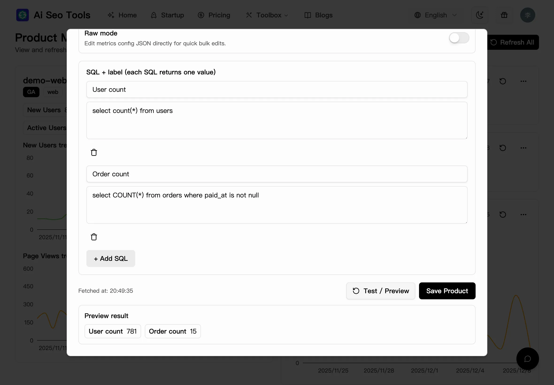 GADash Product stats preview 9